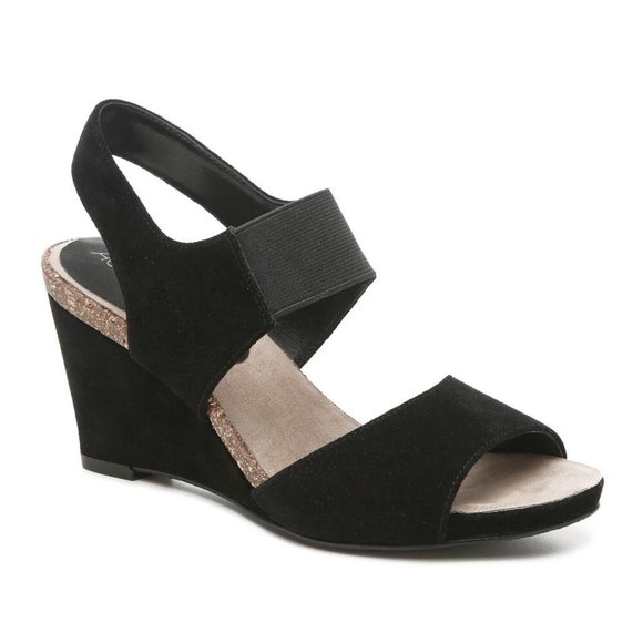 Aubrey Lynn Pennie Wedge Suede Slingback Sandal - Size 8 - Picture 3 of 13